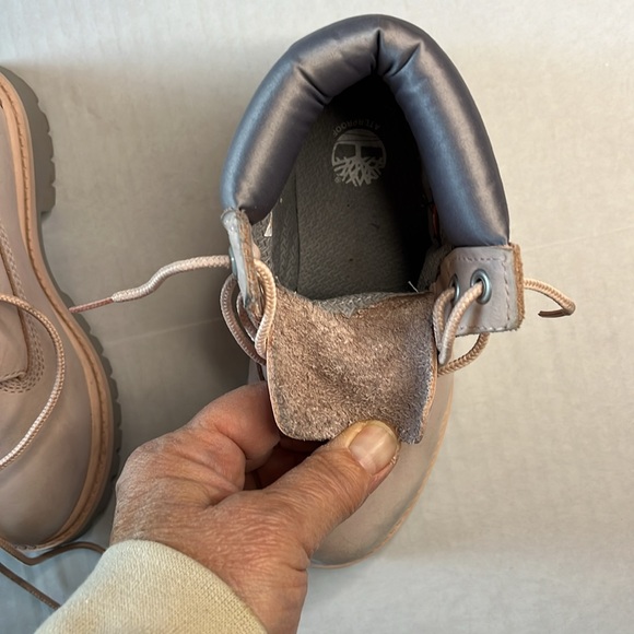 Timberland Boots Girls Size 13 Light Pink Nubuck Waterproof Leather Lace up - Picture 6 of 16